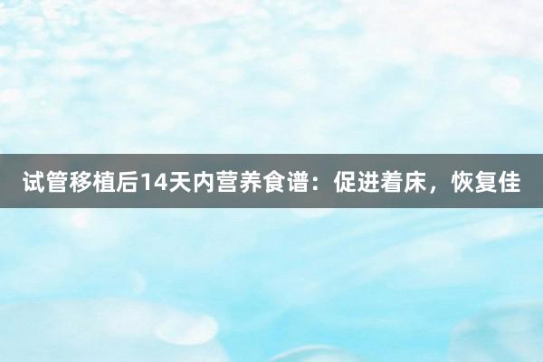 试管移植后14天内营养食谱：促进着床，恢复佳